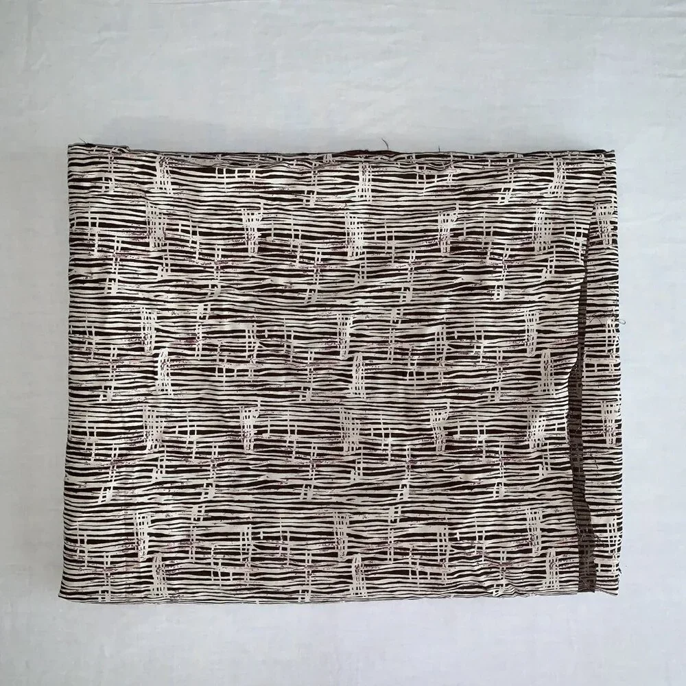 Vintage 90’s Brown Tan Stripe Fabric Cotton 2 5/8 Yards Width 56” Length 96”